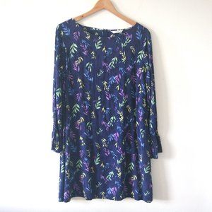 Size XL (40) - Polish TATUUM Women's Blue Viscose Long Sleeve Shift Dress